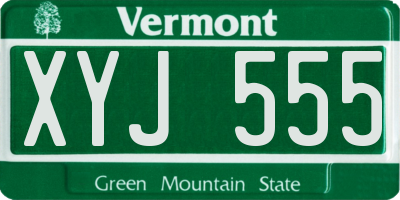 VT license plate XYJ555