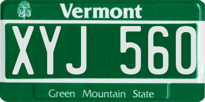 VT license plate XYJ560