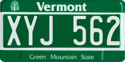 VT license plate XYJ562