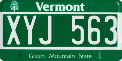 VT license plate XYJ563