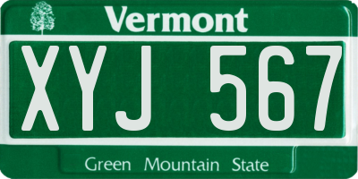 VT license plate XYJ567