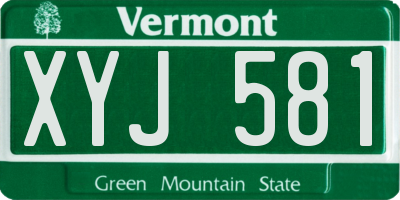VT license plate XYJ581