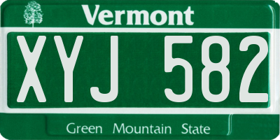 VT license plate XYJ582