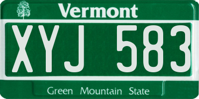VT license plate XYJ583