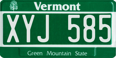 VT license plate XYJ585