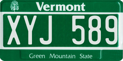 VT license plate XYJ589