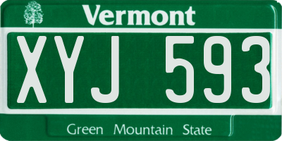 VT license plate XYJ593