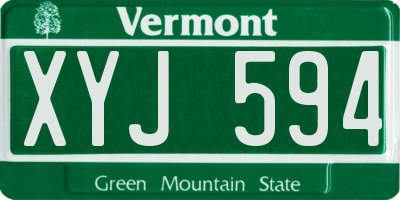 VT license plate XYJ594