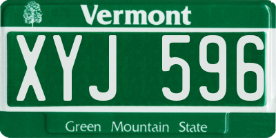 VT license plate XYJ596