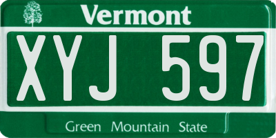 VT license plate XYJ597