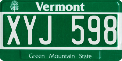 VT license plate XYJ598