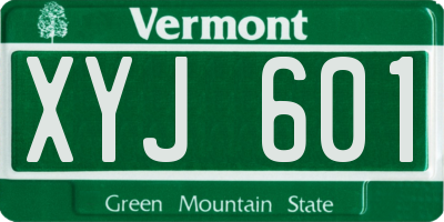 VT license plate XYJ601
