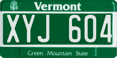 VT license plate XYJ604