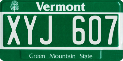 VT license plate XYJ607