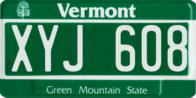 VT license plate XYJ608