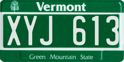 VT license plate XYJ613