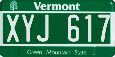 VT license plate XYJ617