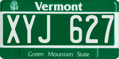 VT license plate XYJ627