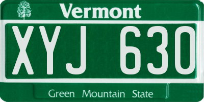 VT license plate XYJ630