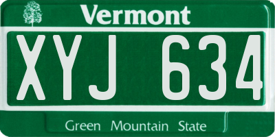 VT license plate XYJ634