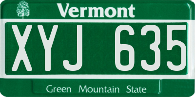VT license plate XYJ635