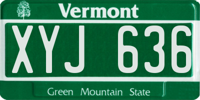 VT license plate XYJ636