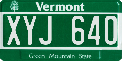 VT license plate XYJ640