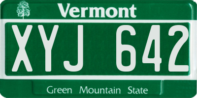 VT license plate XYJ642