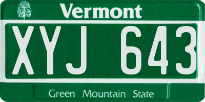 VT license plate XYJ643