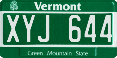 VT license plate XYJ644
