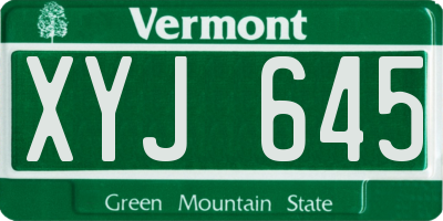 VT license plate XYJ645