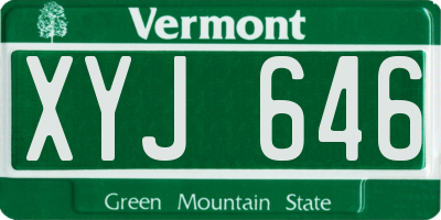 VT license plate XYJ646