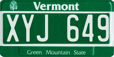 VT license plate XYJ649