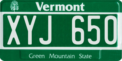 VT license plate XYJ650