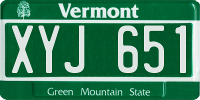 VT license plate XYJ651