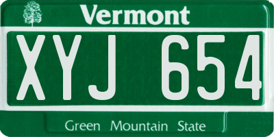 VT license plate XYJ654