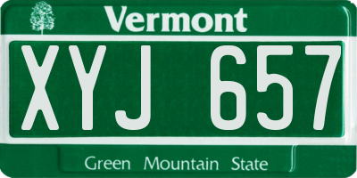 VT license plate XYJ657