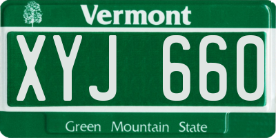 VT license plate XYJ660
