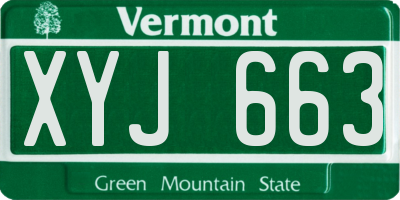 VT license plate XYJ663