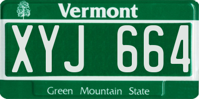 VT license plate XYJ664