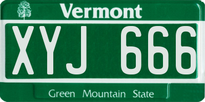 VT license plate XYJ666