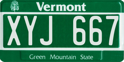 VT license plate XYJ667