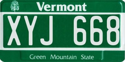 VT license plate XYJ668