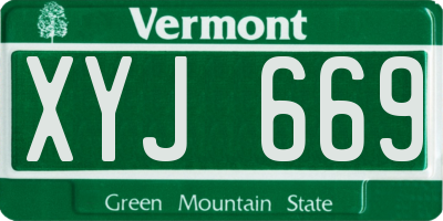 VT license plate XYJ669