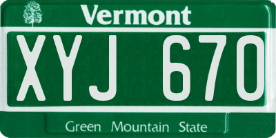 VT license plate XYJ670