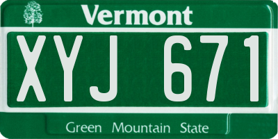 VT license plate XYJ671
