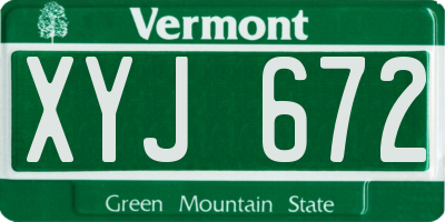 VT license plate XYJ672