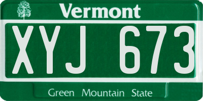 VT license plate XYJ673