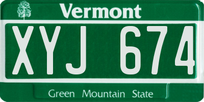 VT license plate XYJ674