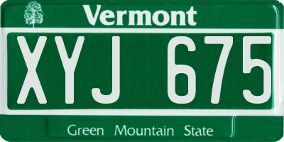 VT license plate XYJ675